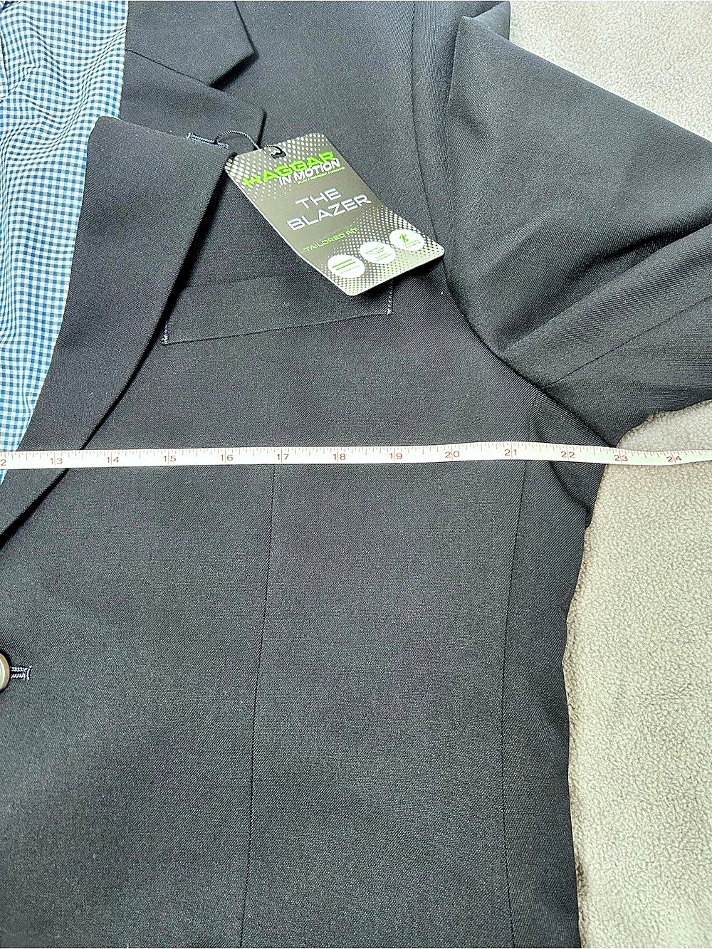 Haggar In Motion Blazer Men's Checkered Blue 42 Short new blazer - Picture 13 of 14